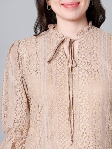 Image of Style Quotient Women Summer Blue Lace Caual Top