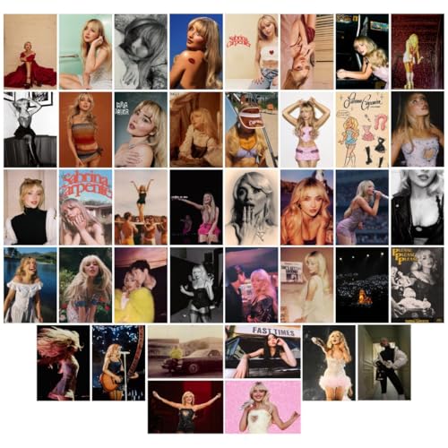 Image of Sabrina Carpenter (Set of 40) | Sabrina Carpenter Mini Posters (15 x10 cm) | Mini Posters of Sabrina Carpenter's songs for Wall, Bedroom, Living room | Singer Sabrina Carpenter | Glue Dots Included