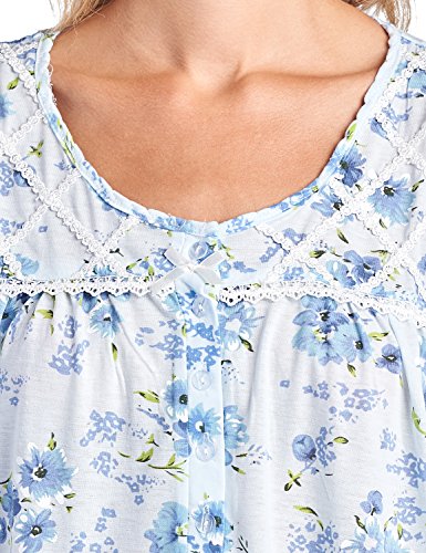 Casual Nights Women's Fancy Lace Flower Short Sleeve Nightgown - Blue - X-Large - Thumbnail 4
