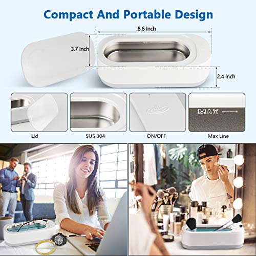 Ultrasonic Jewelry Cleaner, Portable Professional Ultrasonic Cleaner for Cleaning Jewelry Eyeglasses Watches Shaver Heads