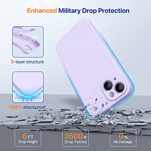 Image of Miracase Designed for iPhone 14 Plus Case with Screen Protector,[Upgraded Enhanced Camera Protection],Shockproof Liquid Silicone Case with Microfiber Lining,6.7 inch(Light Purple)
