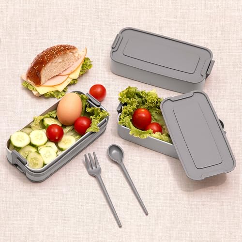 3 Katlı Beslenme Kutusu Yemek Taşıma Kabı Kaşık - Çatallı Sefer Tası Beslenme Seti G-770 (Gri)