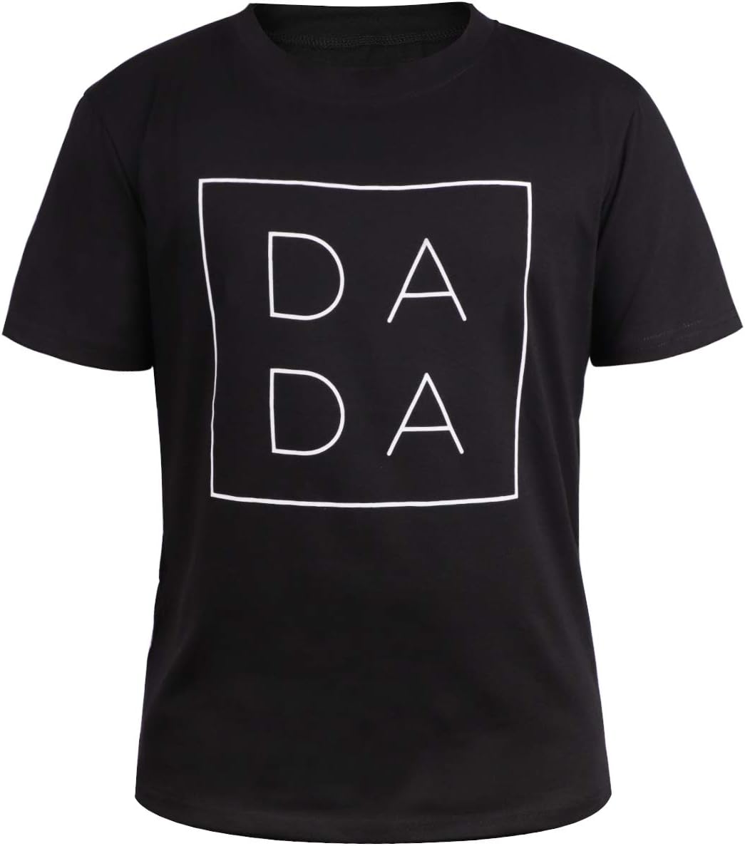 MNLYBABY Dad Shirts for Men Funny DADA Letter Print Graphic Tshirts Father Daddy Papa Gifts Tee Tops Black