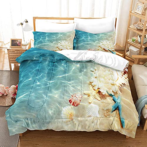 Bedbay Coastal Beach Comforter Set Queen Bedding Beach Theme Comforter Coastal Bedding Set Ocean Quilt Comforter Set Beach Decor Soft Microfiber Lightweigh Summer Quilt (Coastal,Queen) - Image 6
