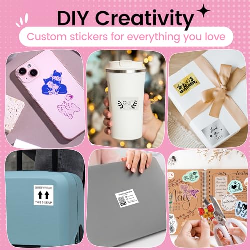 Phomemo Mini Sticker Printer- Mini Printer Sticker Maker Machine M02, Print Pods Suitable for Creative DIY, Diaries, Photos, Study Notes, Portable Thermal Inkless Label Maker for Home/Travel, Pink