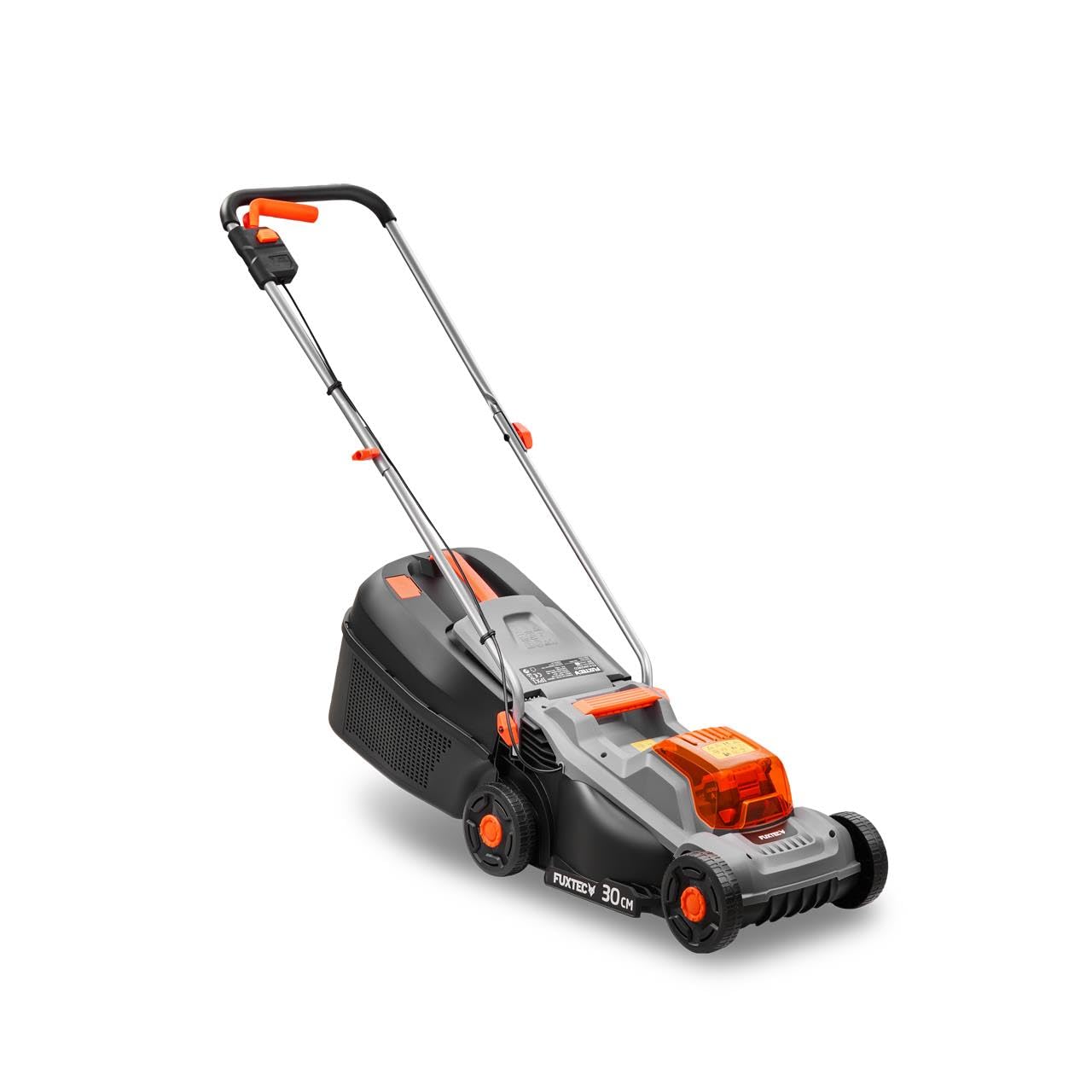 FUXTEC 20V Set de jardín inalámbrico FX-E1RM20ECO & FX-E1RT20 – cortacésped 30 cm, cortabordes 25 cm, 2 baterías 2Ah + Cargador, recogedor 30 L