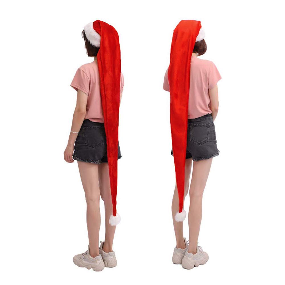 Bonnet Père Noël Extra-long 78cm - Bonnet Festif Adulte Rouge Avec Fourrure - Déguisement Noël Humour