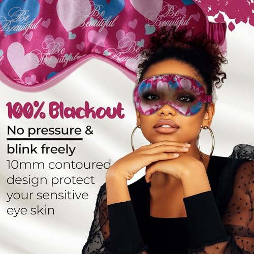 Image of Luxury Sleep Mask - Soft, Lightweight & Ultra Comfort-Perfect for Light Blocking Wake up Radiant (Pink, Elastic Band Strap)