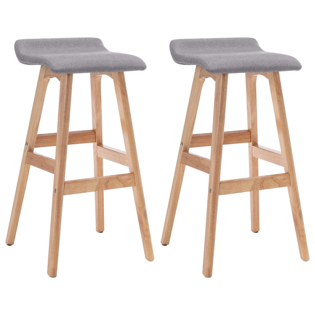 Tabourets de bar avec repose-pied intégré, lot de 2 sièges rembourrés en tissu gris clair