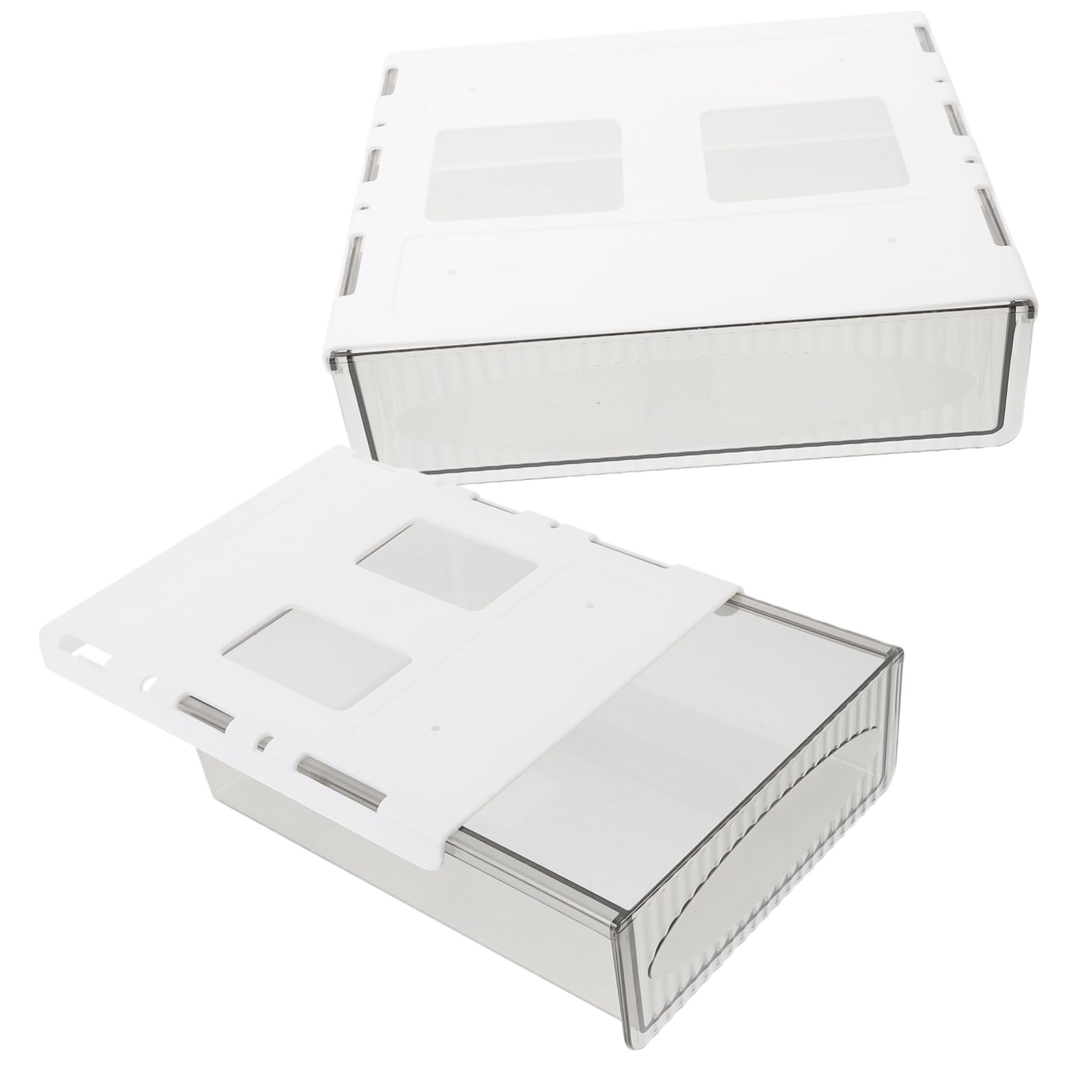 Cassetto Nascosto Sotto Scrivania Organizer 2 Pezzi Bianco | Plastico Resistente All'usura, Grande Capacità, Ufficio e Soggiorno, Montaggio senza Fori