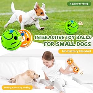 2 pack giggle ball for dogs small funny wiggle ball dog toys interactive dog toys for boredom small dog squeaky balls for puppy small dogs pug to keep them busygreen+oranges   cucciolini doodles