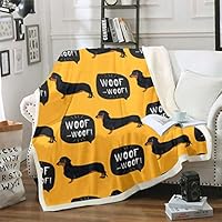 Loussiesd Teckel Worst Flanellen Fleece Gooi Deken Catoon Puppy Zwarte