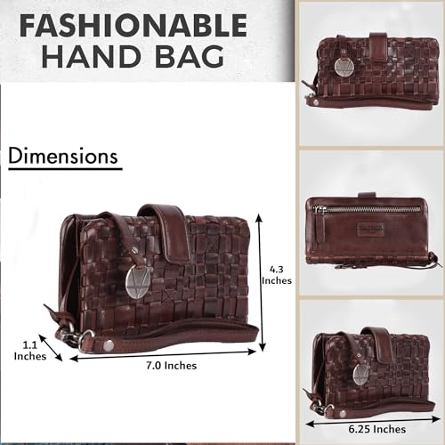 Genuine Leather Wallets for Women, Small Wallet for Women Zipper Coin Purse Credit Card Holder with Strap (VL-158-BROWN)4