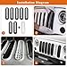 Hooke Road Matte Black Grill Inserts Front Mesh Grille Cover for 2007-2015 Jeep JK Wrangler & Unlimited Wrangler Accessories (7PCS Black + 1PCS White)
