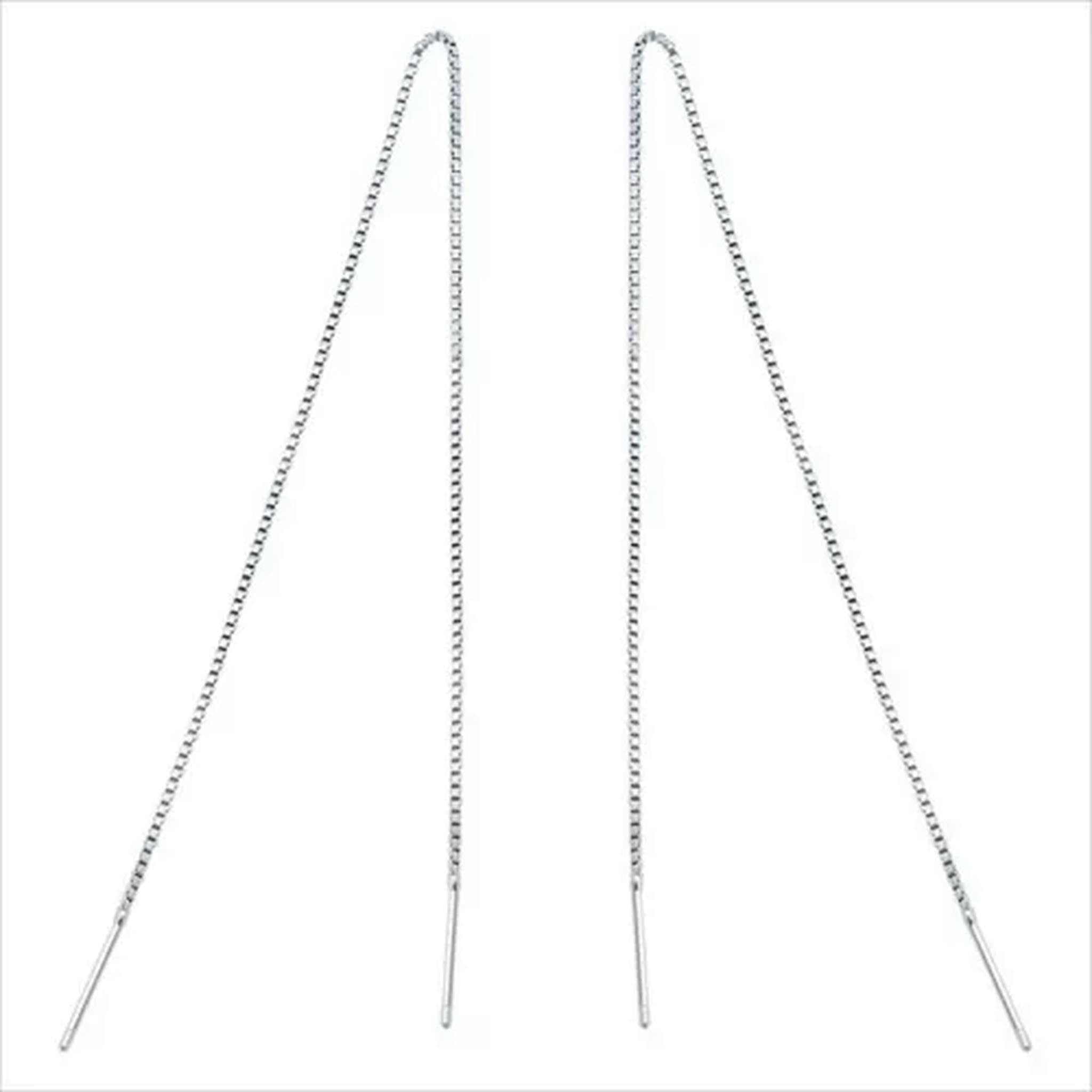 ISCBAFYX 925 Silber 12 mm Einfädler Durchzieh-Kastenketten-Ohrringe 10-22CM-14CM