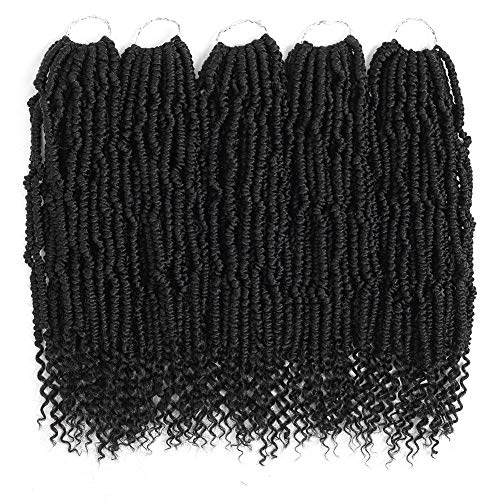 Mini Passion Twist Hair Ombre Hair 5 Packs Short Bohemian Braids Hair for Mini Passion Twist Curl Crochet Braiding Synthetic Fiber Natural Hair Extensions(5 packs, 1B)