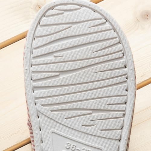 Premium Comfort All Seasons Stripes Linen Cushion Sole Women's House Slippers Indoor Soft Home Slip On Shoes3
