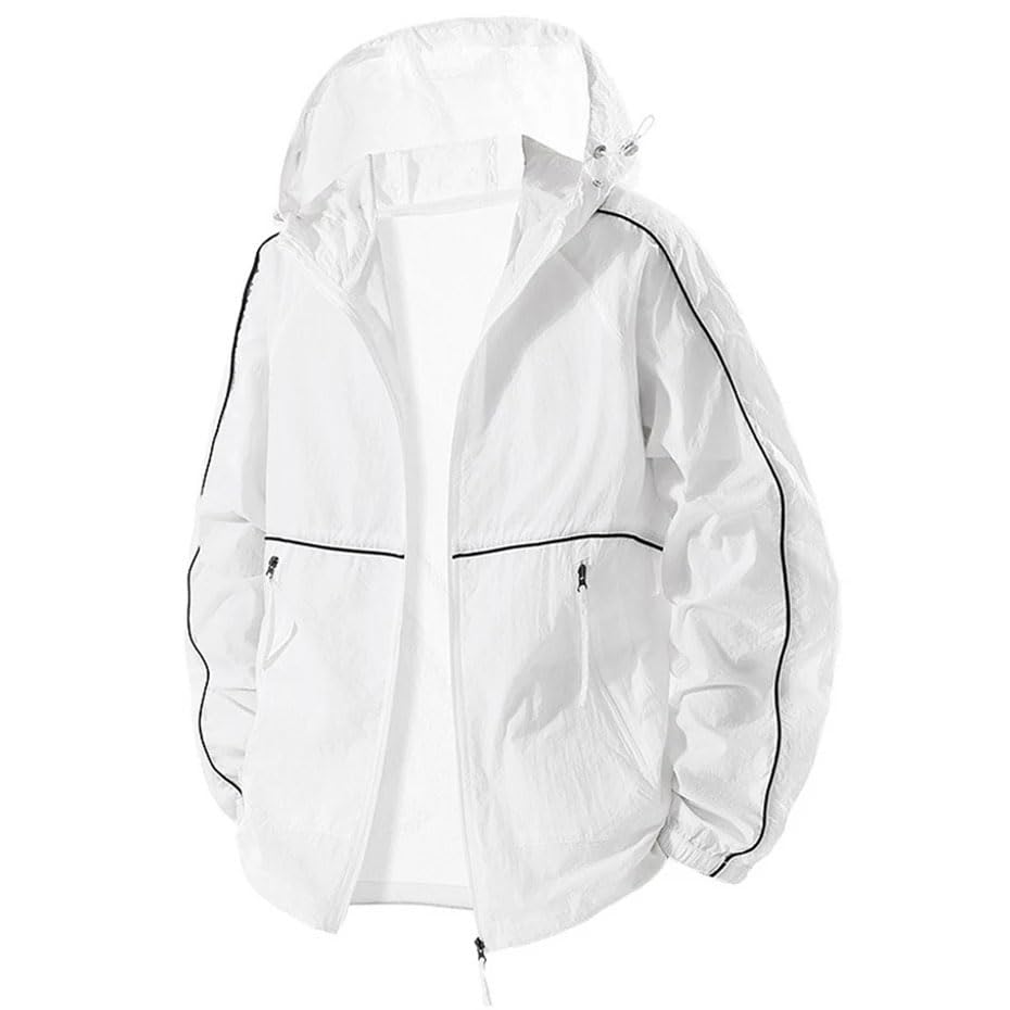 Men's Plus Size Lightweight Trenchcoats Summer Hooded Jacket Thin Breathable Outerwear2