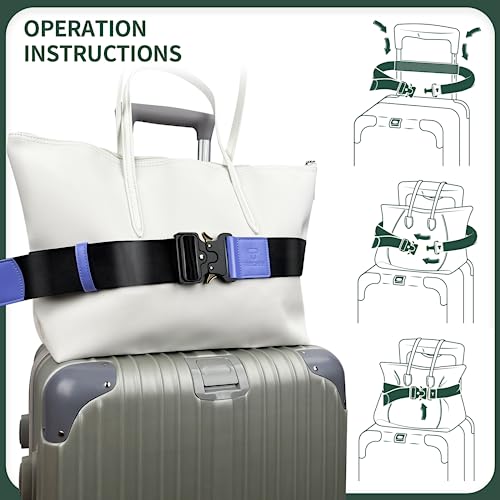 Image of Luggage Straps for Carry On, Vethers Add a Bag Travel Belt, Hands Free Luggage Helper, Adjustable and Stylish Belt with Metal Buckles for Second Bag, Tote, Airport Travel Accessory (Mar)