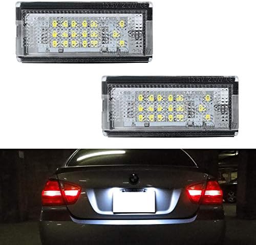 GemPro LED License Plate Lights Assembly for 1998-2005 BMW 3 Series E46 4D Sedan 5D Touring 323i 320i 325i 325xi 328i 330i 330xi Error Free Rear License Tag Lamps Kit, 6000K Xenon White, 2 Packs