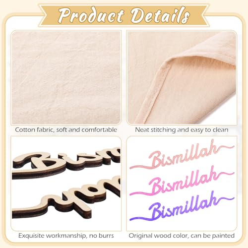 Set 6 Servilletas de Tela y Decoración de Madera Ramadan miniatura 3