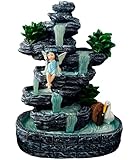 QCF Fairy Garden Accessories Fairies Waterfall Solar Statues, 9' Waterproof Figurines Lights Outdoor House Decorations for Patio Lawn Porch Backyard, Gardening Birthday Gift for Women Kids Grandmom