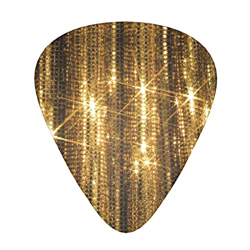 Ensemble de 12 médiators de guitare scintillants dorés pour guitare acoustique, guitare électrique, contrebasse, ukulélé - Les Beatles, Paul McCartney, John Lennon, RIngo Starr, George Harrison Ensemble de 12 médiators de guitare scintillants dorés pour guitare acoustique, guitare électrique, contrebasse, ukulélé
