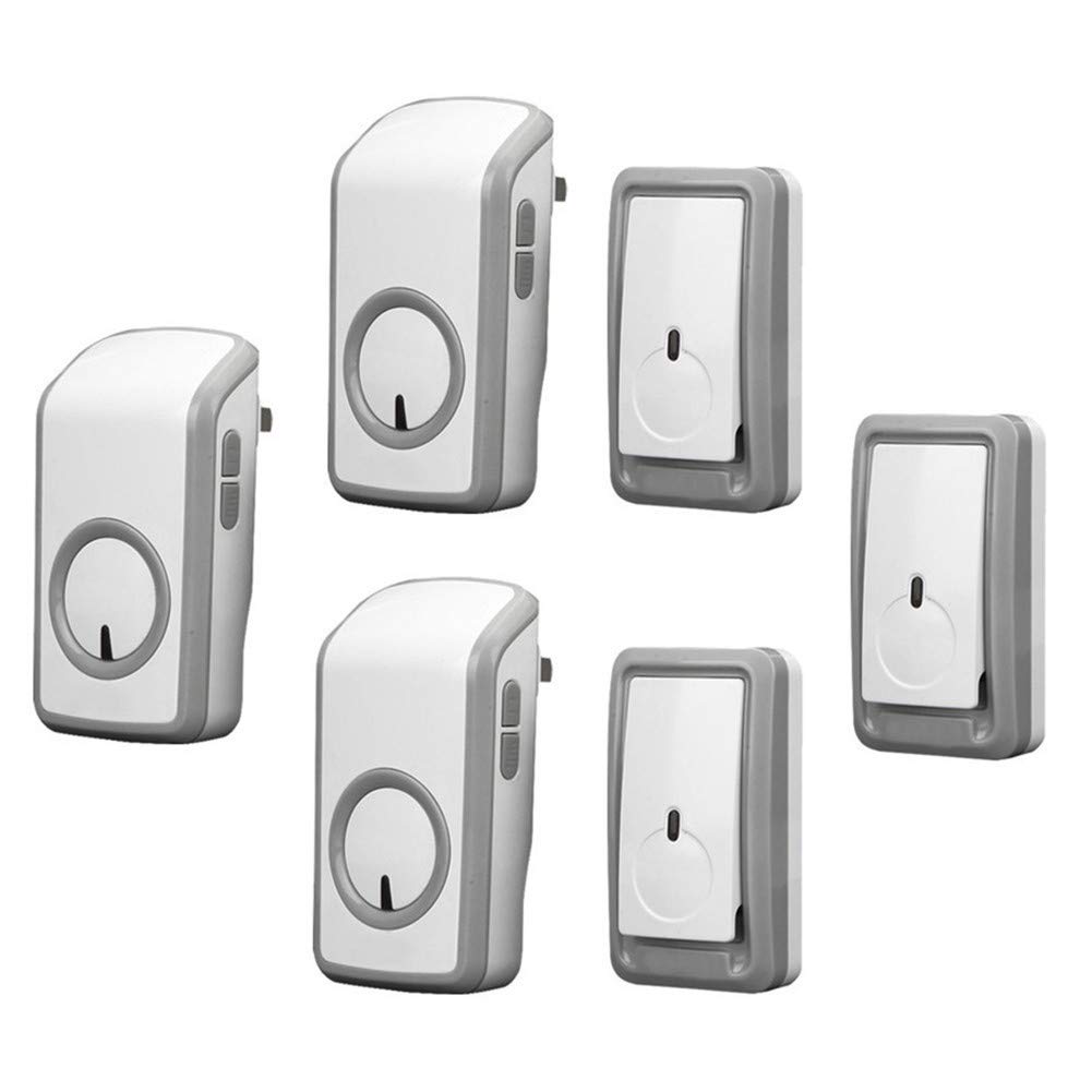 Mini Campanello Wireless Impermeabile IP44, Kit Campanello Porta a Lungo Raggio 1150 piedi/350 m, 3 Pulsanti e 3 ricevitori, 48 suonerie, 6 Livelli di Volume, indicatore