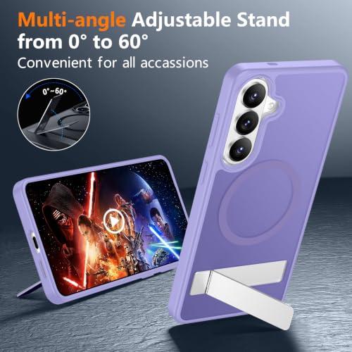 Image of SPIDERCASE Magnetic for Samsung Galaxy S26 Plus Case, with [3 Stand Ways][ Military Grade Drop Protection] with Invisible Stand Shockproof Slim Case for Samsung Galaxy S26 Plus 6.7 inch, Light Purple