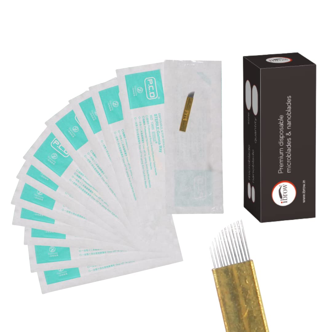 ibrow Microblading Blades 12CF 0.25mm, PCD For Eyebrows Permenent Makeup in Sterile Packaging (50 Blades)