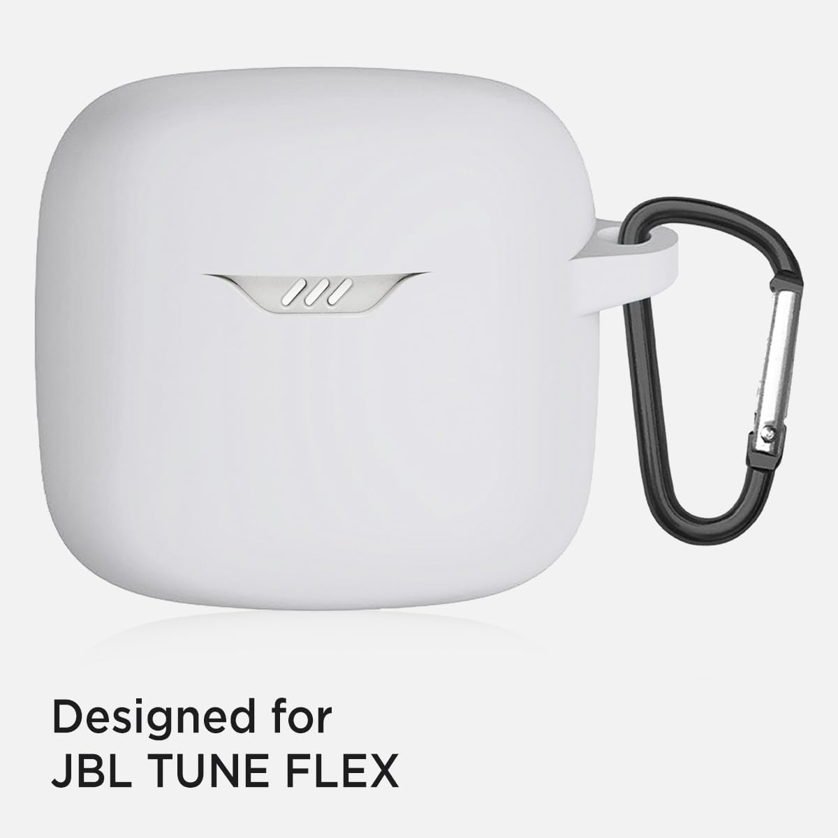 Miimall Case Cover Compatible with JBL Tune Flex Protective Carrying Case Anti-Scratch, Shock-Resistant, Dustproof, Silicone Protective Case Cover for JBL Tune Flex with Carabiner Case Cover(White) - Image 2