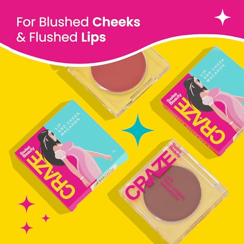 Image of Swiss Beauty Craze Lip and Cheek Macaron | Multi- Purpose, lightweight Cream tint with Vitamin E and Olive oil | Shade- Pink Gelly, 3gm (Pack of 2)