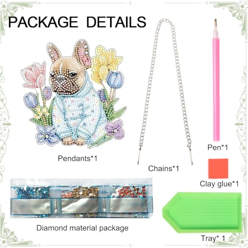 Image of AiYuanzsh Animal Dog Diamond Art Painting Kits Hanging Pendant, Flower Diamond Art Hanging Sign DIY Special Shaped Crystal Ornaments for Home Decor Gift