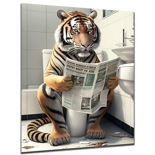 DARO Design - Images décoratives pour toilettes d'invités, salle de bain, toilettes, impression d'art sur HDF 6 mm, 30 x 20 cm, tigre - Décoration murale...