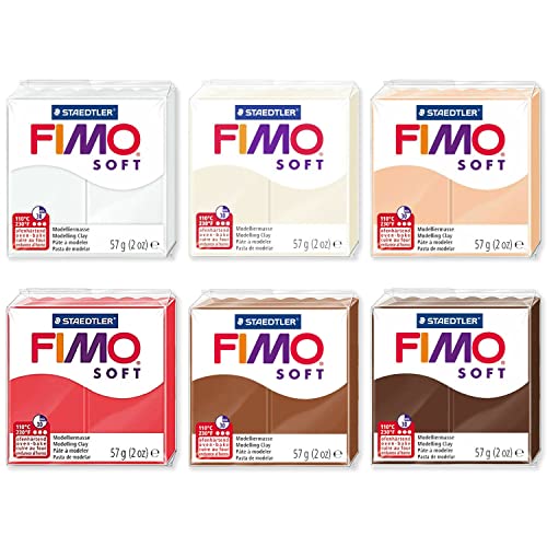 FIMO Soft Polymer Oven Modelling Clay - 57g - Set of 6 Colours - Warm Neutral Tones