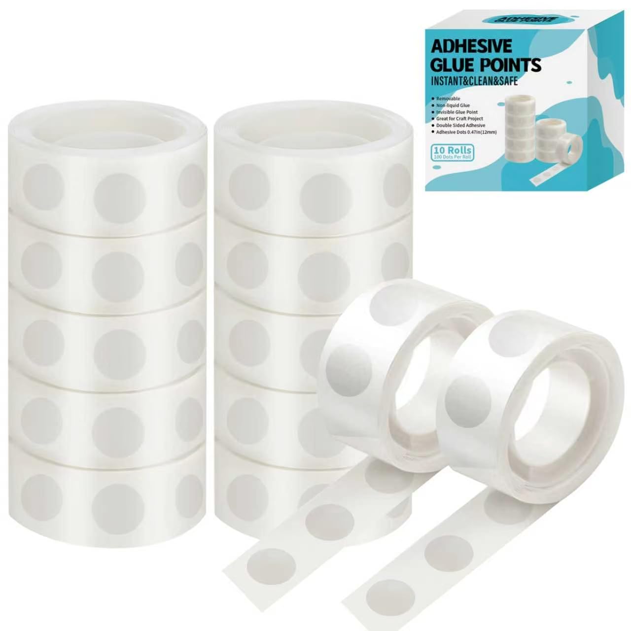 1000pcs Glue Point Clear Balloon Glue Removable Adhesive Dots Double Sided Dots of Glue Tape for Balloons Craft Glue Points Dots Sticky Dots or Wedding Decoration