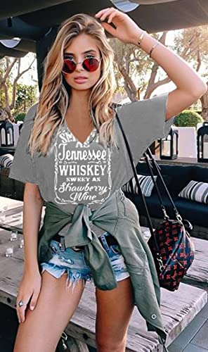 Andere Arte Womens Shirts V Neck Short Sleeve Tops Loose Summer Casual Tee Cute Graphic T Shirts Tunic Blouses Light Grey L #TOP2