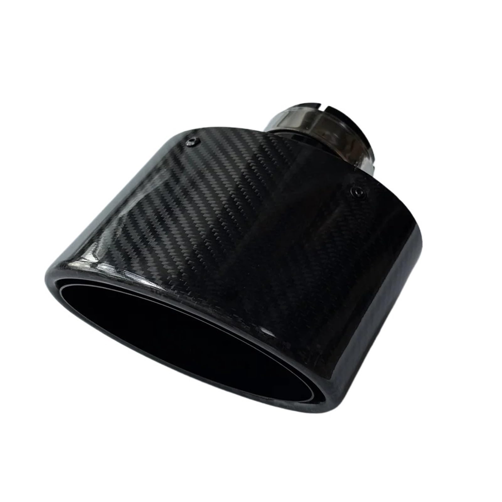 Tubo Scarico Auto 1 pezzo 105/115/130/150 Mm Uscita Auto Ugello Ovale In Fibra Di Carbonio Lucido Universale Nero Acciaio Inox Tubo Di Scarico Marmitta Parte Modificata(ID 51MM-OD 130MM)