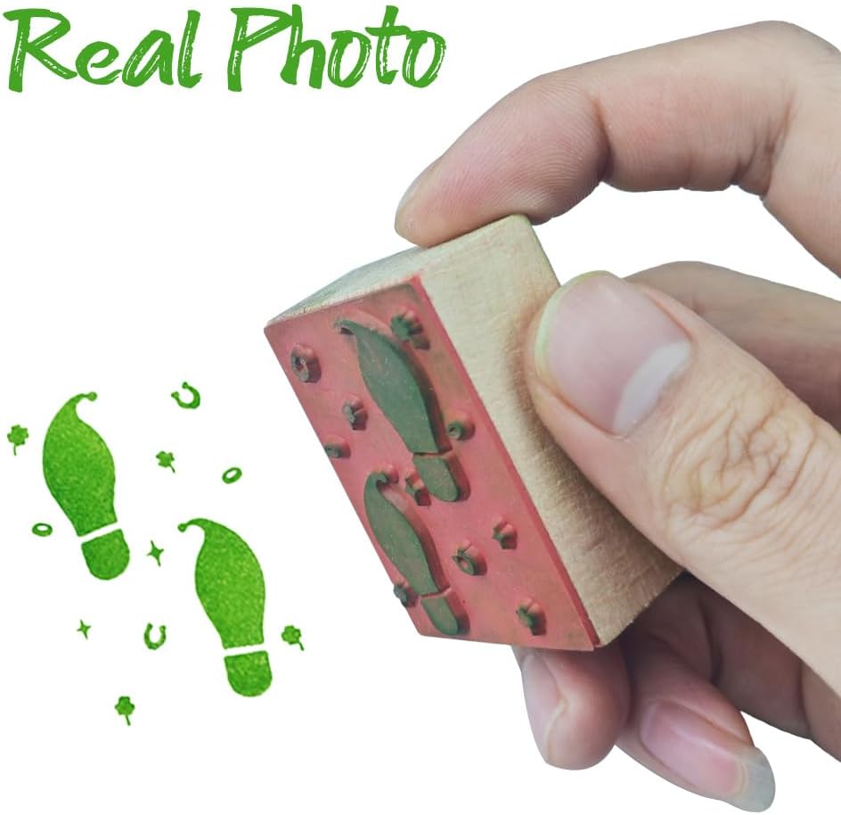St. Patrick's Day Mini Small Leprechaun Footprint Stamp Leprechaun Trap Shamrocks Tiny Footprints Rubber Stamp DlY Craft Decorations Irish Gifts