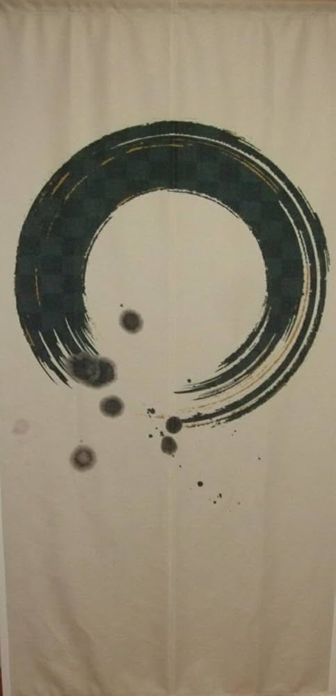 ●【送料無料】新品・麻のれん円相柄・黒・縦150㎝● Amazon｜和風 のれん タペストリー 暖簾【円相（えんそう