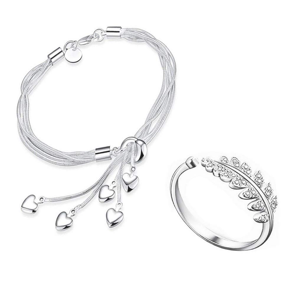 Jewelgenics Rakhi Gift Combo - Heart Charm Bracelet and Leaf Ring with Crystal, Jewelry Set for Girls and Women (B08DKTWMSH) Amazon Price History, Amazon Price Tracker