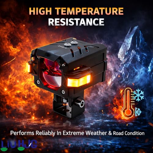 Image of LIU HJG 3 Lens Fog Light with Indicator Waterproof 60W Each (120W Total) 12V-80V DC Power Yellow, White, Warm White, Red Devil Eye & Amber Indicator Light Universal fit All Bike & Car Model (Pack 2)