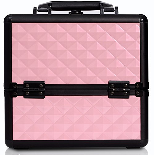 Joligrace 12-Inch Makeup Train Case Cosmetic Travel Makeup Organizer Professional (Pink)