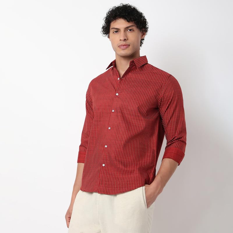 Image of Mens Striped Slim Fit Cotton Casual Shirt | Full Sleeves Mens Shirts | Stylish Shirt for Men