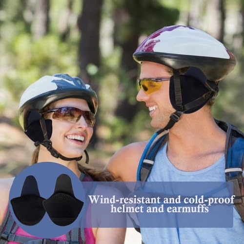 DqiUnaX 6 Stück Ohrenwärmer Damen, Ohrenschützer Fahrradhelm, Stirnband Fahrradhelm, Komfortable Winddichte Ohrenwärmer Für Fahrrad, Motorrad, Ski Und Outdoor-Aktivitäten (Schwarz)