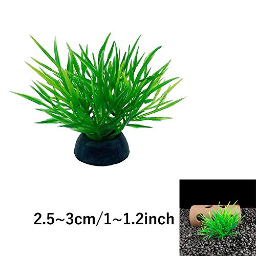 Image of Aquarium Plant Fish Tank Decoration 20 Pieces Small /1 inch Tall Plastic Artificial Plant Goldfish Hidden Mini Grass Set (Green-C)