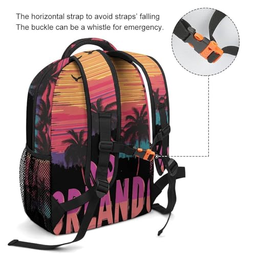 Orlando Sunset Palm And Trees Unisex Backpack Casual Daypacks Lightweight Shoulders Bag for Camping Hiking Travel3