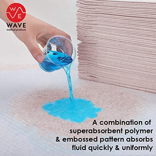 Wave Disposable Incontinence Bed Pads Super Absorbent Protection Chux Underpads Large Bed Covers Chucks 30” X 36”, 100G, 15G Sap 100 Count, Made In The Usa #TOP3