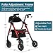 ELENKER All-Terrain Rollator Walker with 8” Non-Pneumatic Wheels, Sponge Padded Seat and Backrest, Fully Adjustment Frame for Seniors,Red