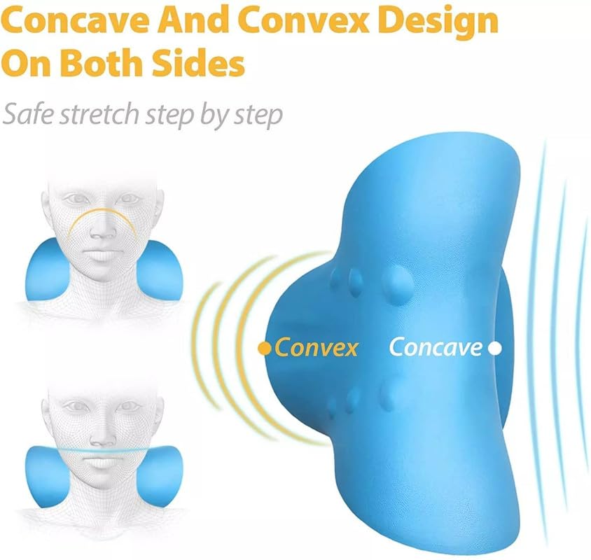 Image of Neck and Shoulder Relaxer, Cervical Traction Device for Pain Relief and Cervical Spine Alignment |Neck Stretcher Chiropractic Pillow Pain Relief Pillow (Blue, Women)